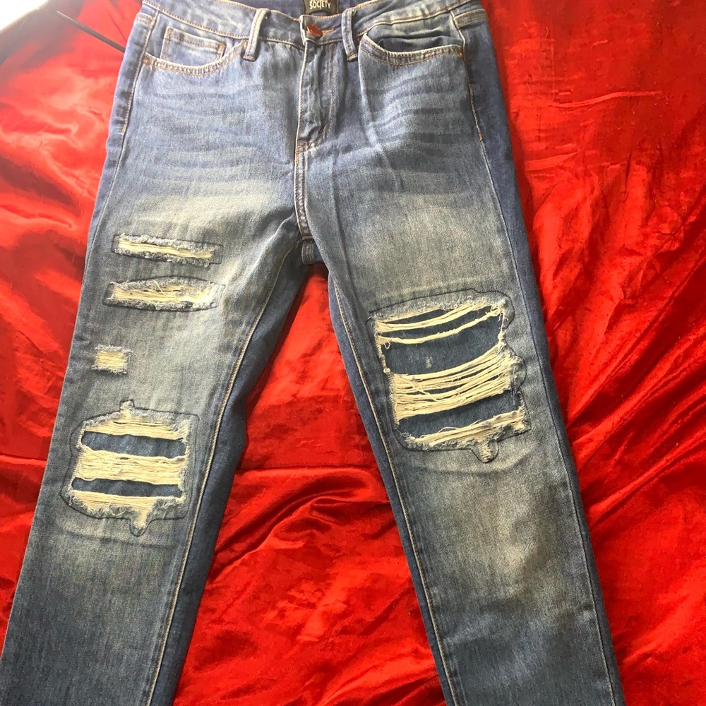 Ripped blue jeans
